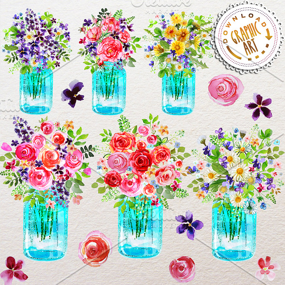 Jar Bouquet clipart in Illustrations - product preview 1