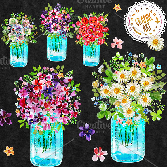 Jar Bouquet clipart in Illustrations - product preview 2