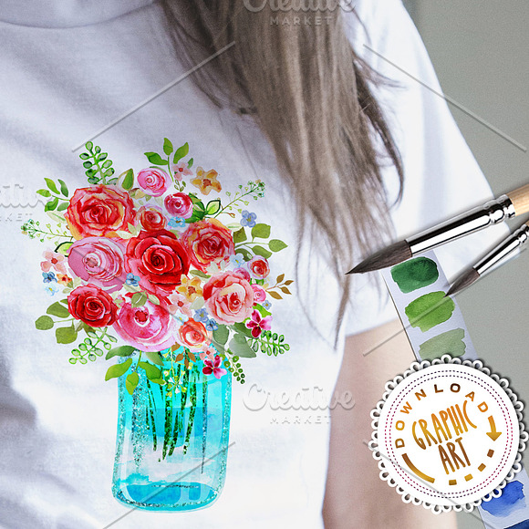 Jar Bouquet clipart in Illustrations - product preview 3