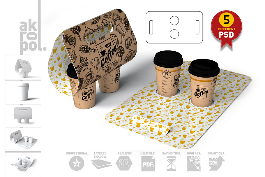 Coffee Take out Carrier in Product Mockups - product preview 8