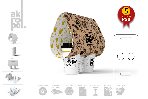 Coffee Take out Carrier in Product Mockups - product preview 1