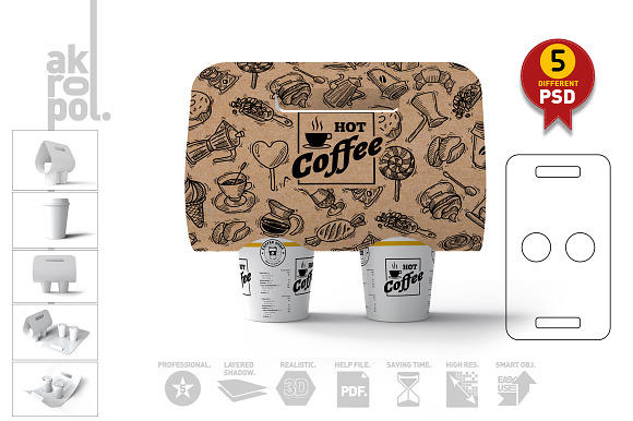 Coffee Take out Carrier in Product Mockups - product preview 6