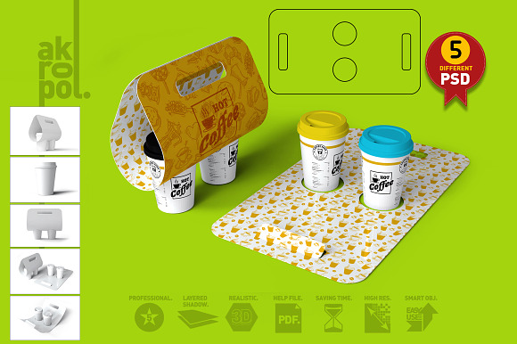 Coffee Take out Carrier in Product Mockups - product preview 7