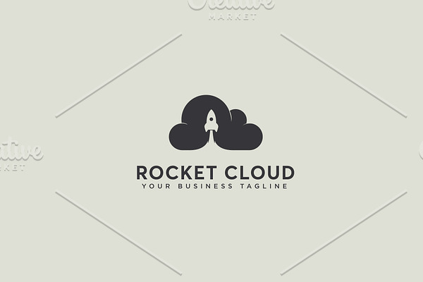  modern rocket cloud logo template