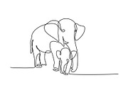 Elephant with baby drawing