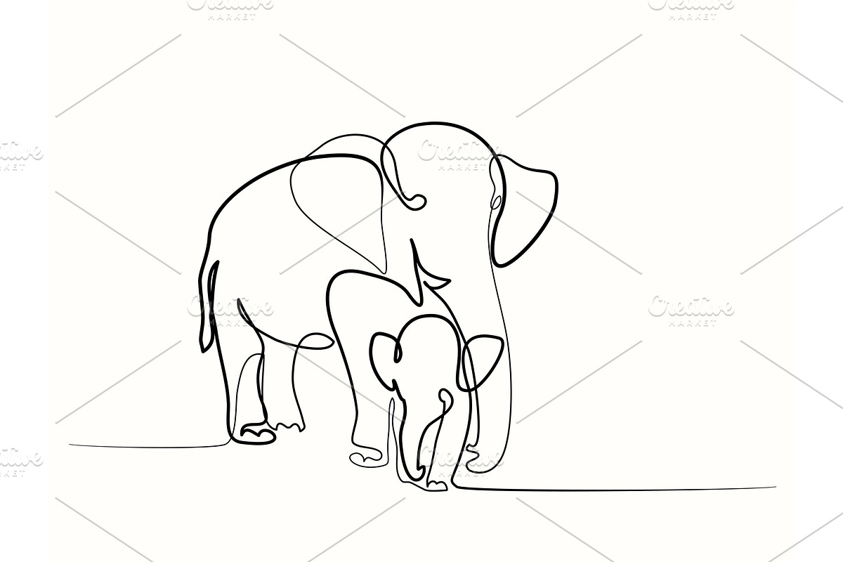 Elephant with baby in Illustrations - product preview 8