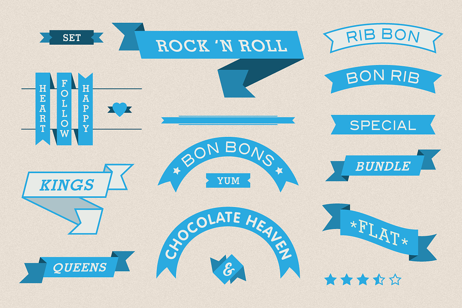 Pack of 66 Editable Ribbons in Graphics - product preview 8
