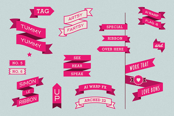 Pack of 66 Editable Ribbons in Graphics - product preview 2