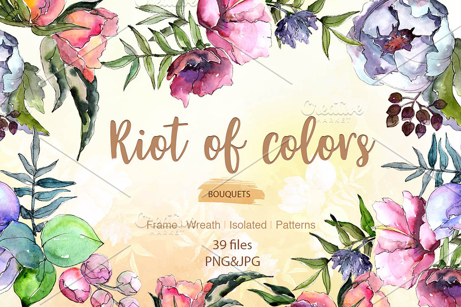 Cool bouquets flowers PNG watercolor in Illustrations - product preview 8