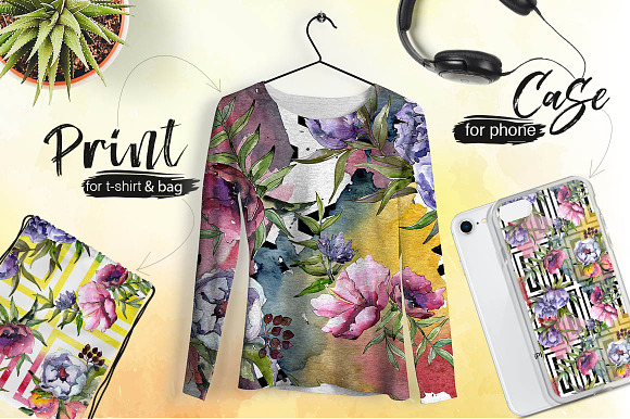 Cool bouquets flowers PNG watercolor in Illustrations - product preview 1