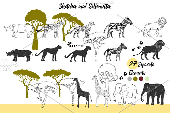 Savanna Animals clip art in Illustrations - product preview 1