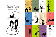 Black cats. Design calendar 2019