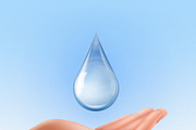 Realistic hand with water drop