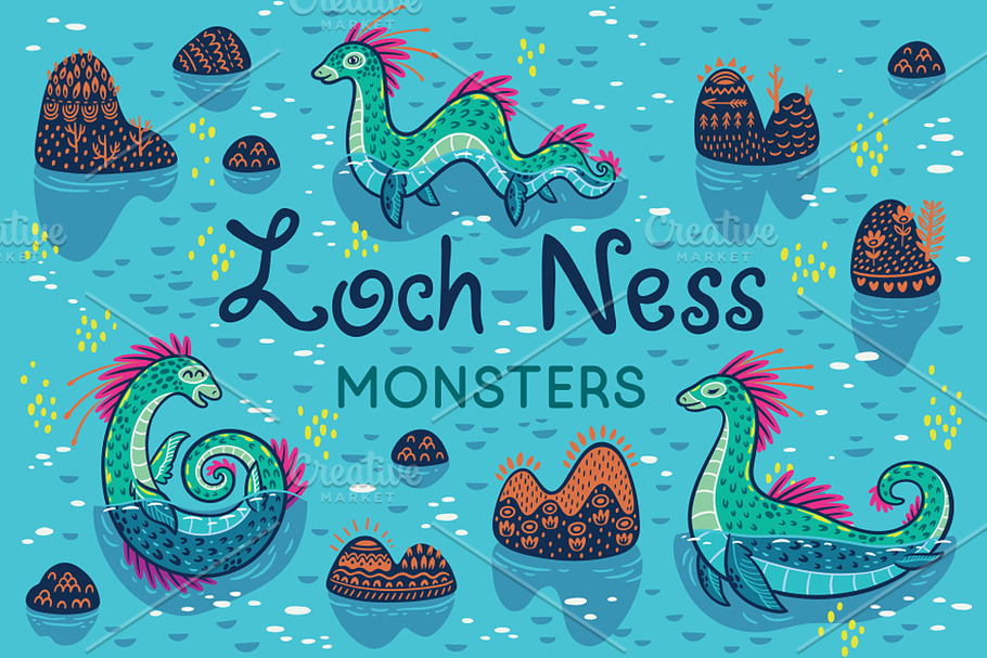 Loch Nessi seamless patterns