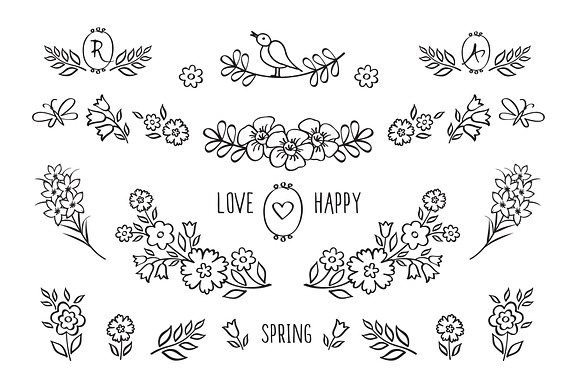 Hand drawn floral elements in Illustrations - product preview 1