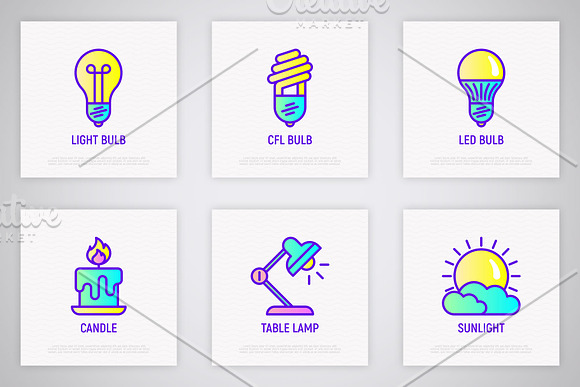 Lighting | 16 Thin Line Icons Set in Graphics - product preview 3