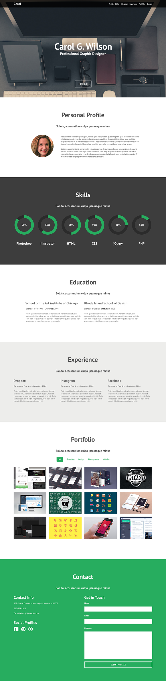 Carol Personal Portfolio - PSD in Website Templates - product preview 1