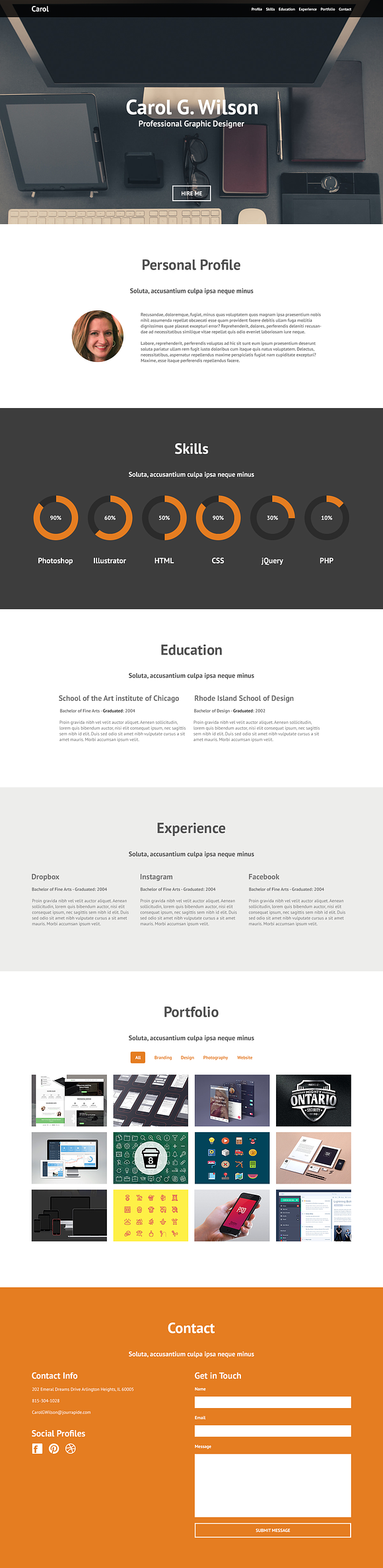 Carol Personal Portfolio - PSD in Website Templates - product preview 2