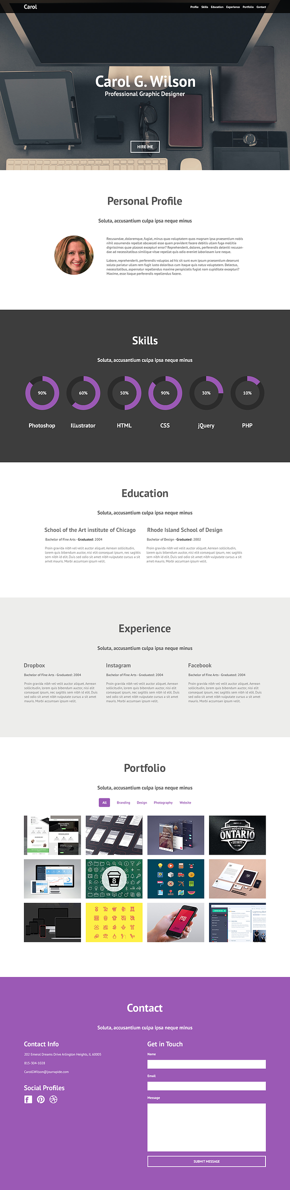 Carol Personal Portfolio - PSD in Website Templates - product preview 4