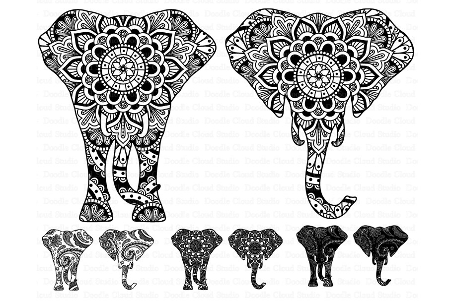 Elephant Head Mandala SVG files.