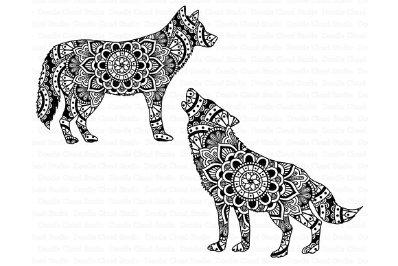 Wolf Mandala SVG Files. in Illustrations - product preview 1