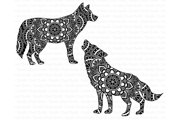Wolf Mandala SVG Files. in Illustrations - product preview 2