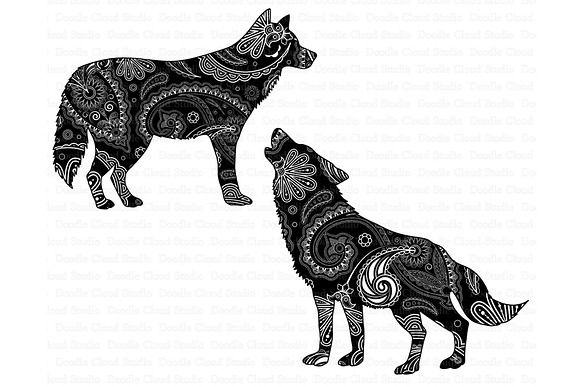 Wolf Mandala SVG Files. in Illustrations - product preview 4