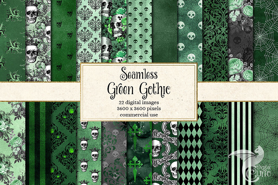 Seamless Green Gothic Patterns