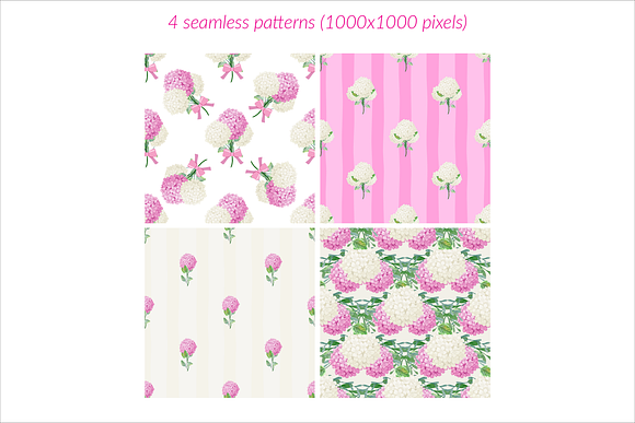Pink and white hydrangea clipart in Illustrations - product preview 2