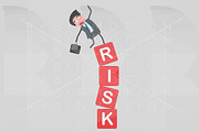 Man falling of  a risk mountain of c