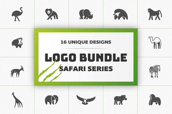 16 Safari Animals Logo Bundle