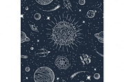 Solar system doodle pattern