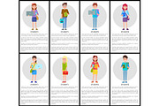 Students Posters Collection Vector