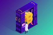 Bitcoin and Ethereum farm concept