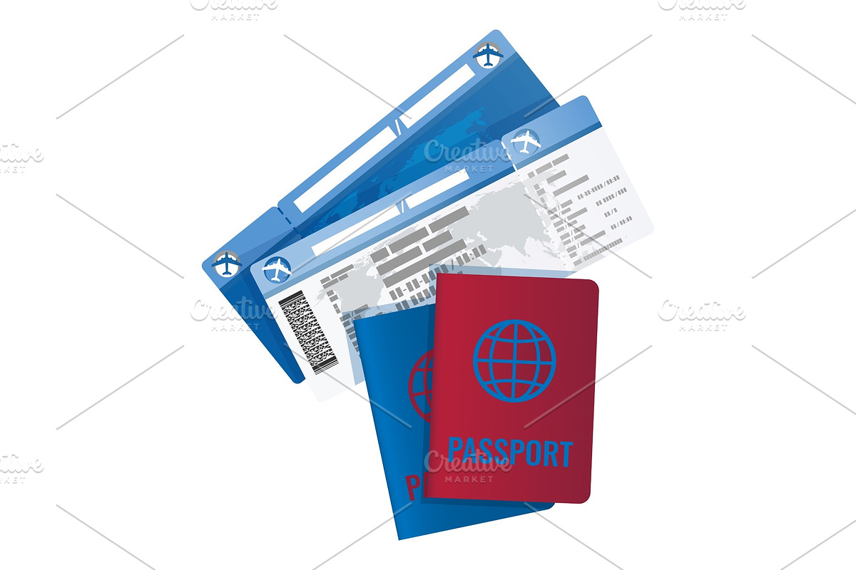 Tickets and passport for travelling in Illustrations - product preview 8