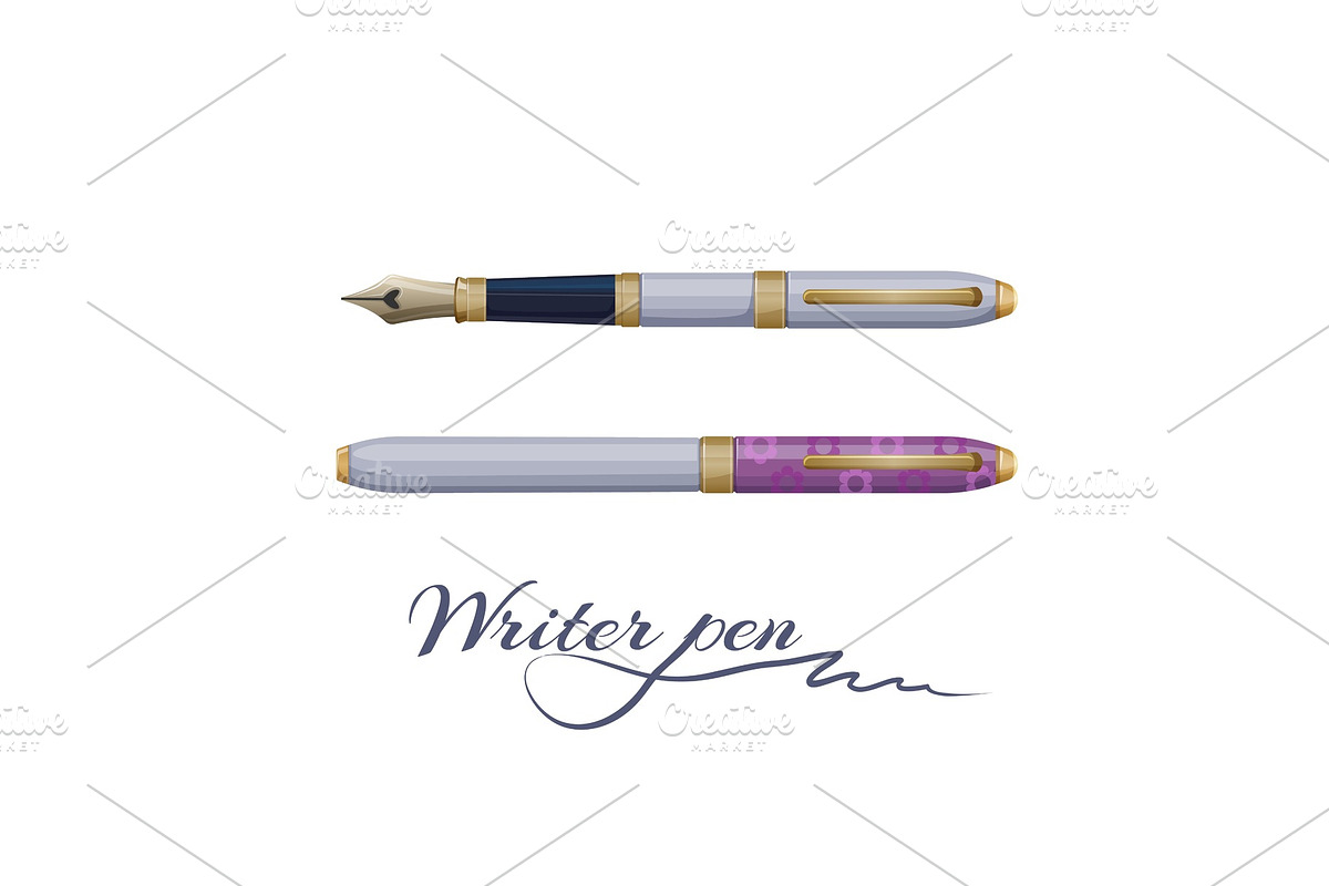 Ink fountain writer pen isolated on in Illustrations - product preview 8