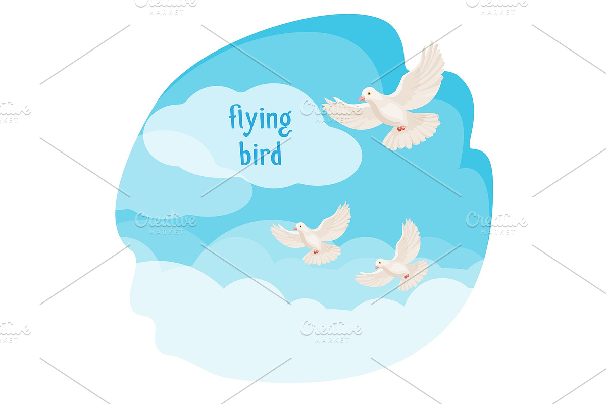 Clear sky with flying birds vector in Illustrations - product preview 8