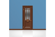 wooden entrance door vector