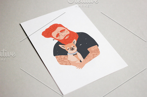 Portrait of peoples and his pets in Illustrations - product preview 2