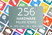 256 Hardware Filled Line Icons