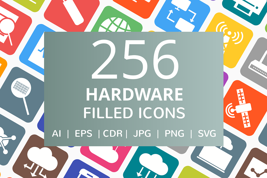 256 Hardware Filled Line Icons in Graphics - product preview 8
