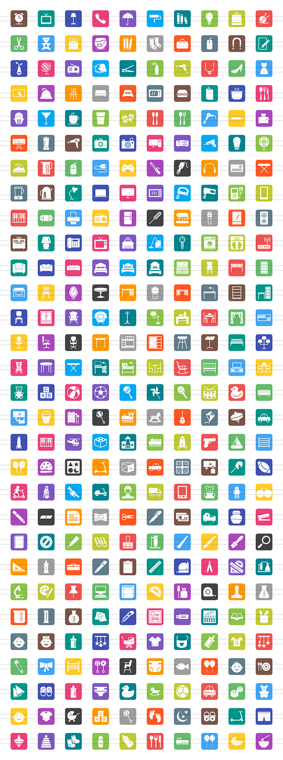 300 Objects Filled Round Corner Icon in Graphics - product preview 1
