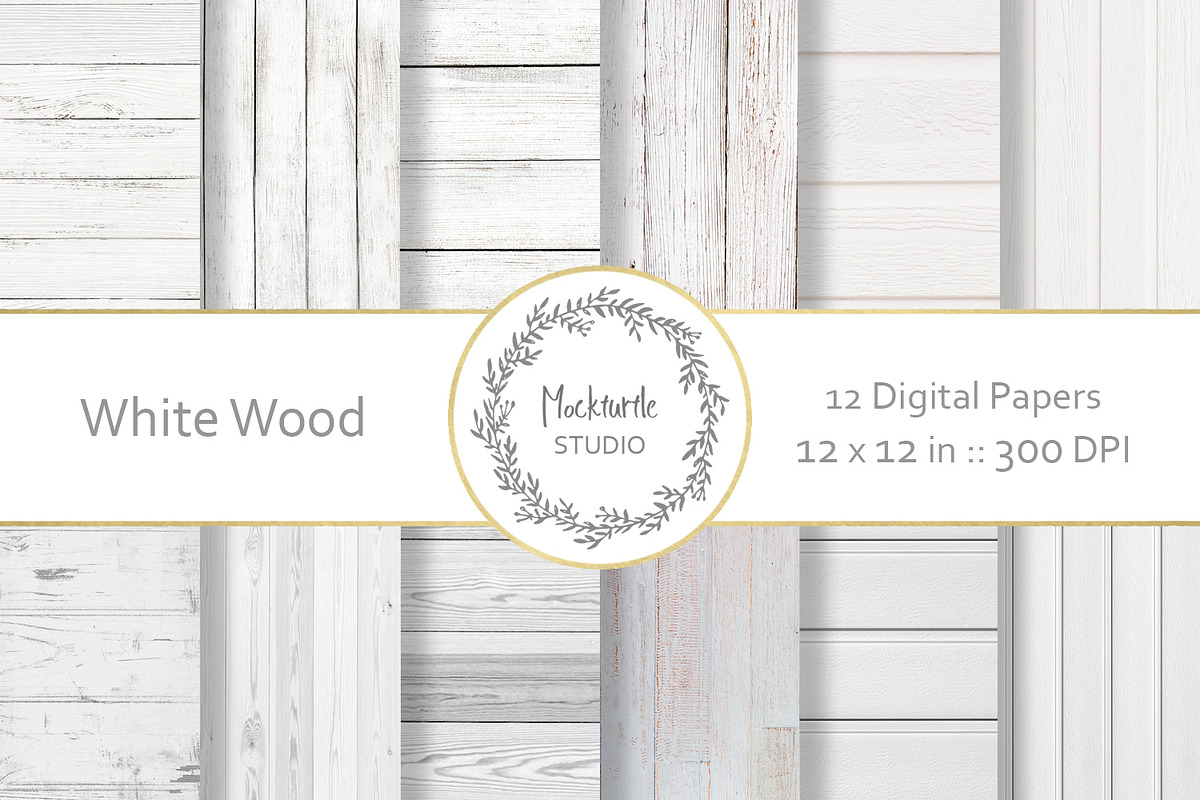 White Wood digital paper in Textures - product preview 8
