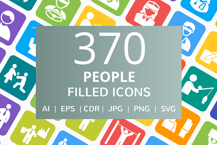 370 People Filled Round Corner Icons