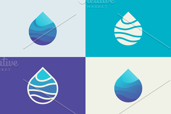 4 Aqua vector logos with business ca in Logo Templates - product preview 1