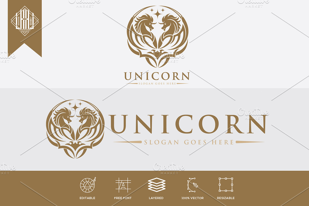 Unicorn Logo in Logo Templates - product preview 8