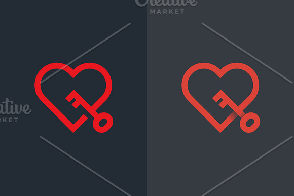 Vector logotype of heart with key in Logo Templates - product preview 1