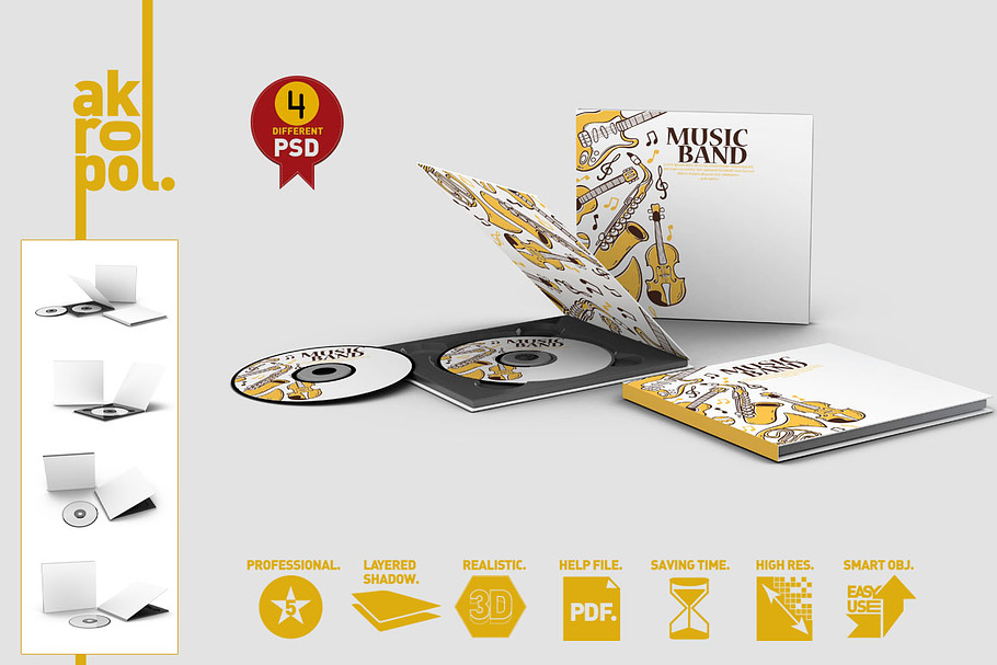CD Case & Disc Mock-ups in Product Mockups - product preview 8