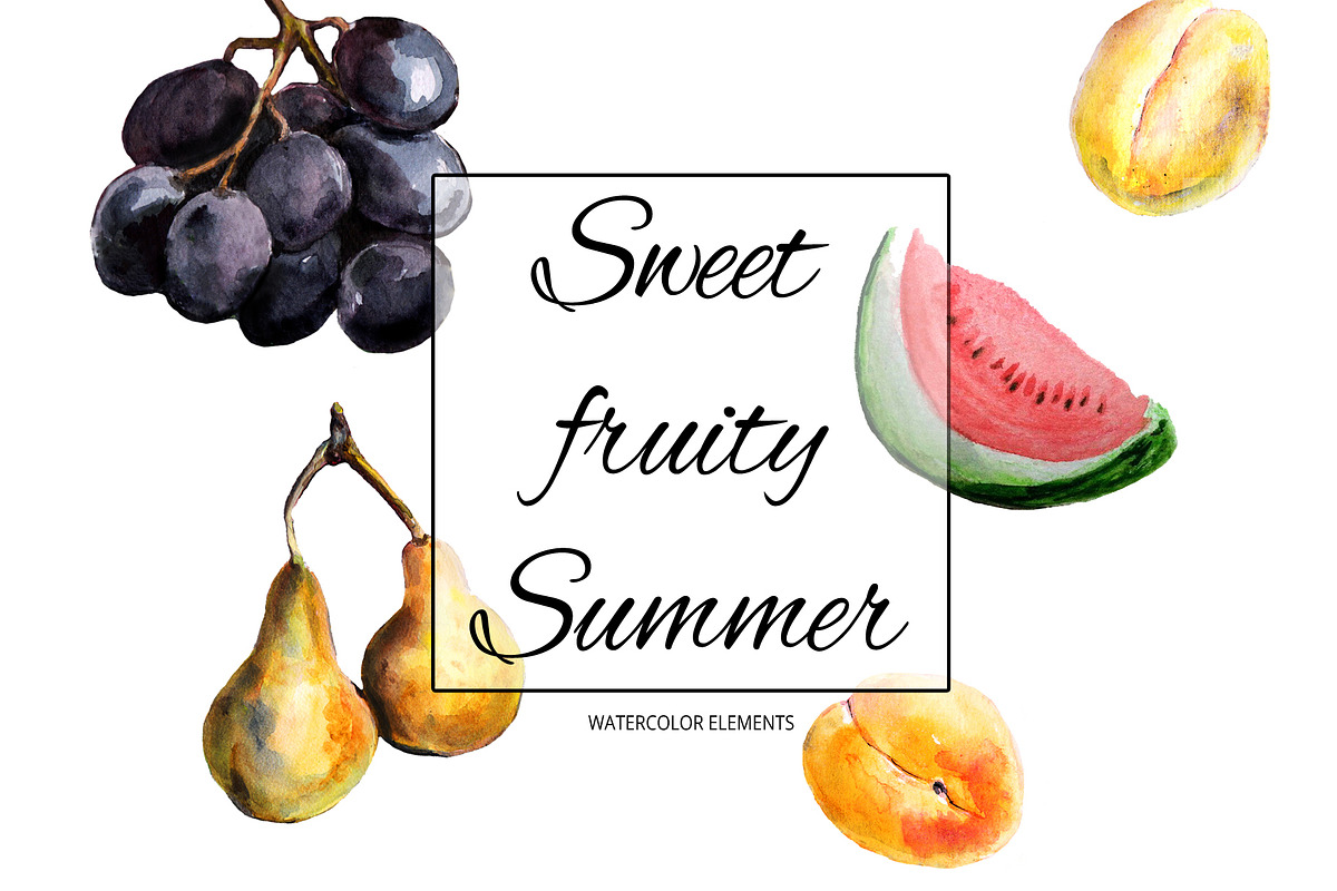 50% OFF - Watercolor fruits | Summer in Illustrations - product preview 8