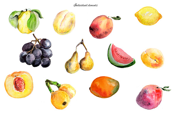 50% OFF - Watercolor fruits | Summer in Illustrations - product preview 1